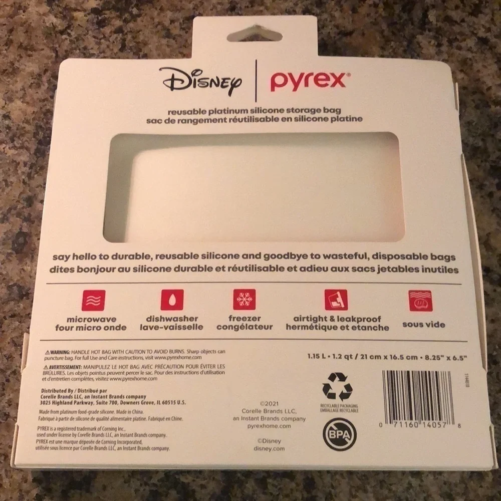 NIB Disney Mickey Mouse reusable platinum silicone storage bag Cool never stops